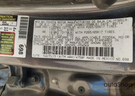 2015 Toyota Tacoma Base V6 from USA, damaged, VIN 3TMLU4EN8FM167726